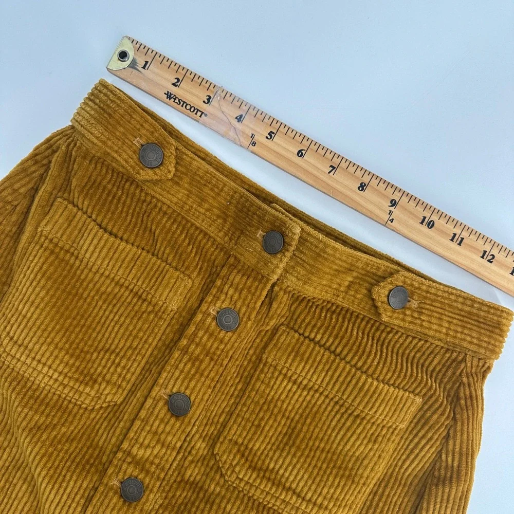 Madewell Corduroy Button Front A Line Skirt‎ Gold Mustard Size 0 AB220